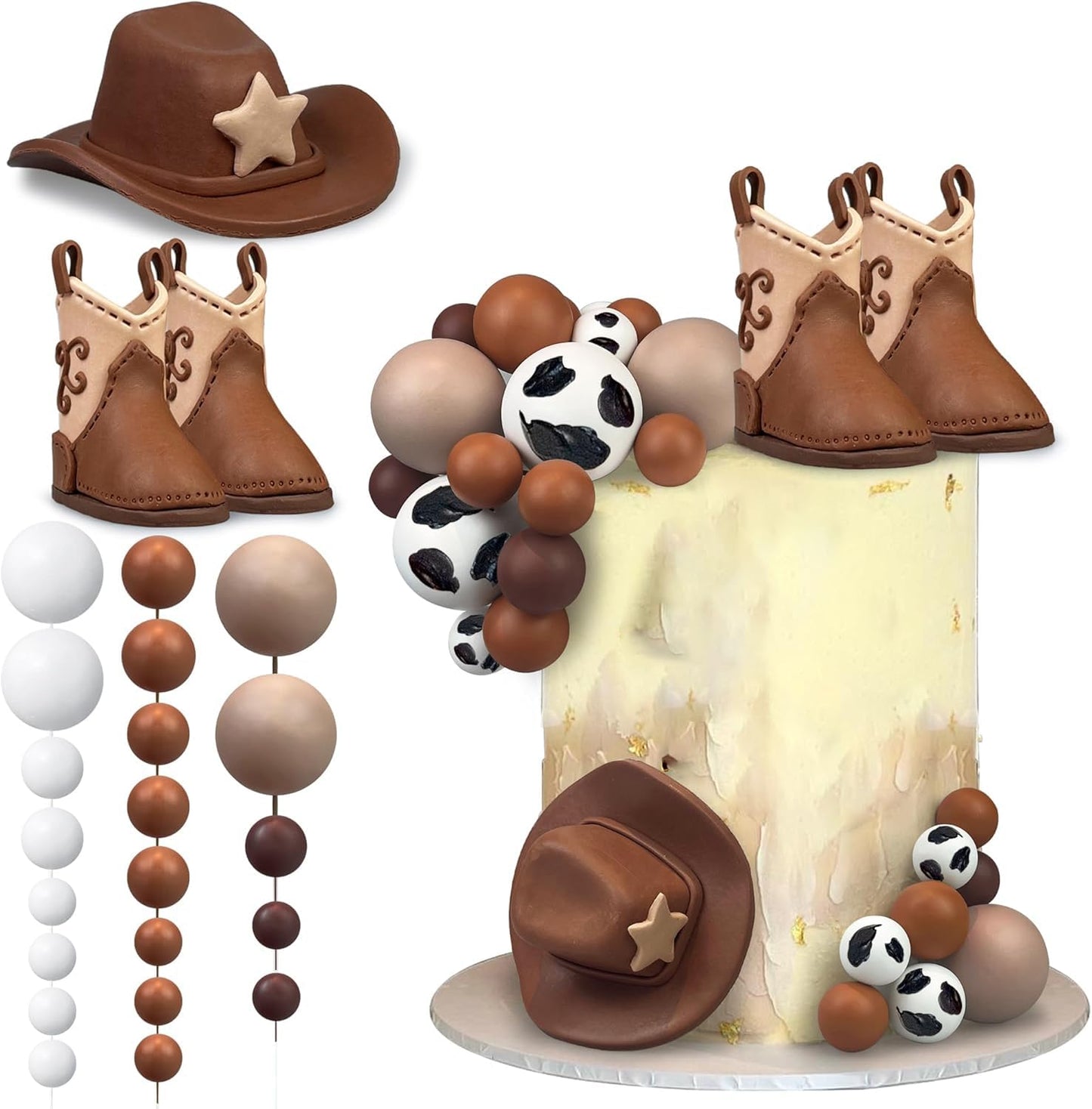 28PCS Cowboy Hat and Boot Cake Toppers Western Theme Decorations