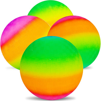 Visen 4Pcs Rainbow Playground Balls, Rubber Bouncy Balls, 8.5 Inch, Orange
