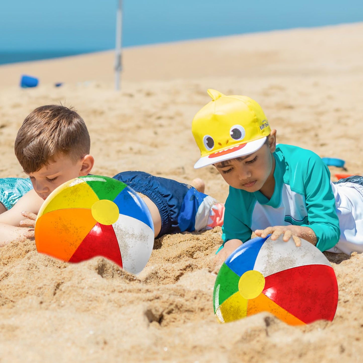 18'' Beach Balls for Kids: Inflatable Pool Ball Bulk Party Favors (12 Pack)