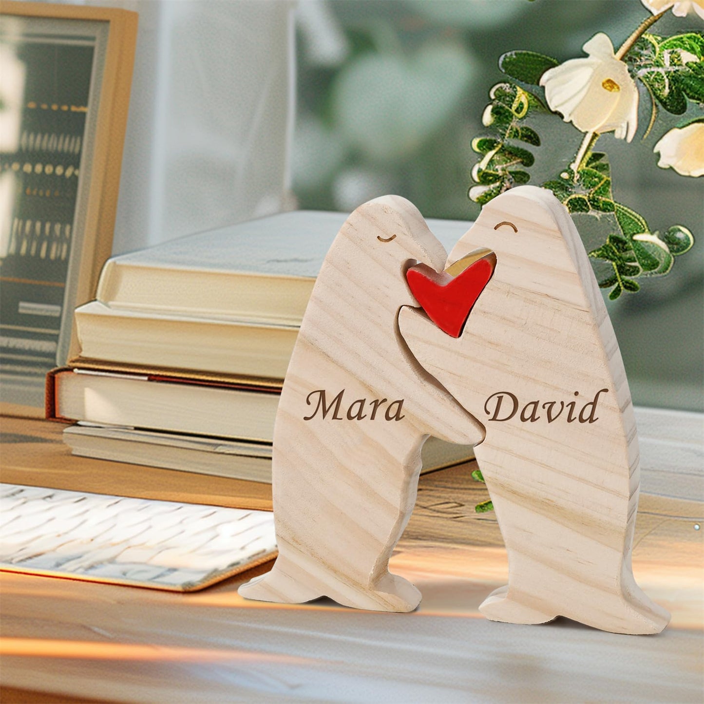 LucySky Personalized Wooden Penguin Puzzle with 2-6 Family Name, Custom Family Name Puzzle, Customized Wooden Puzzle Gifts for Christmas Birthday