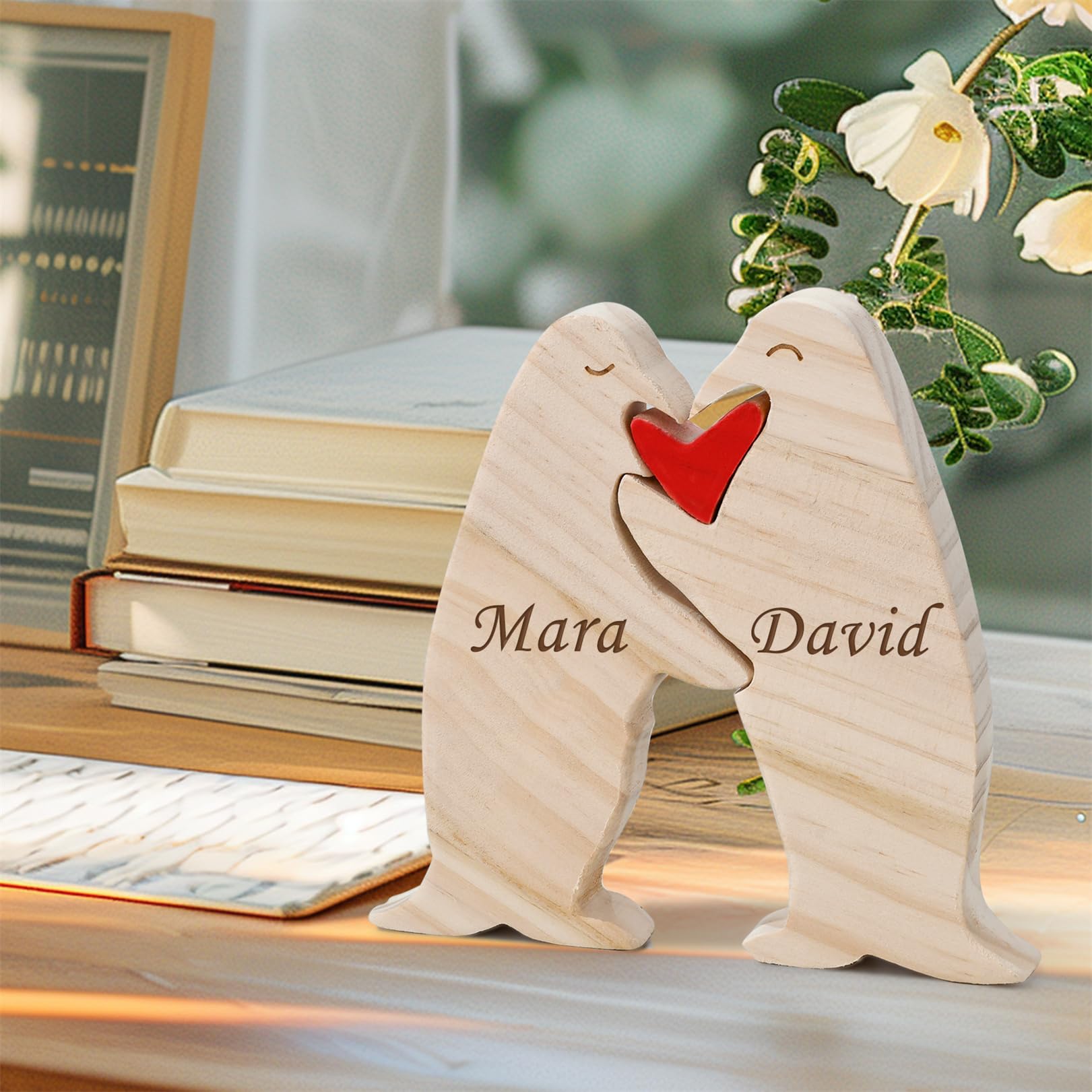 LucySky Personalized Wooden Penguin Puzzle with 2-6 Family Name, Custom Family Name Puzzle, Customized Wooden Puzzle Gifts for Christmas Birthday