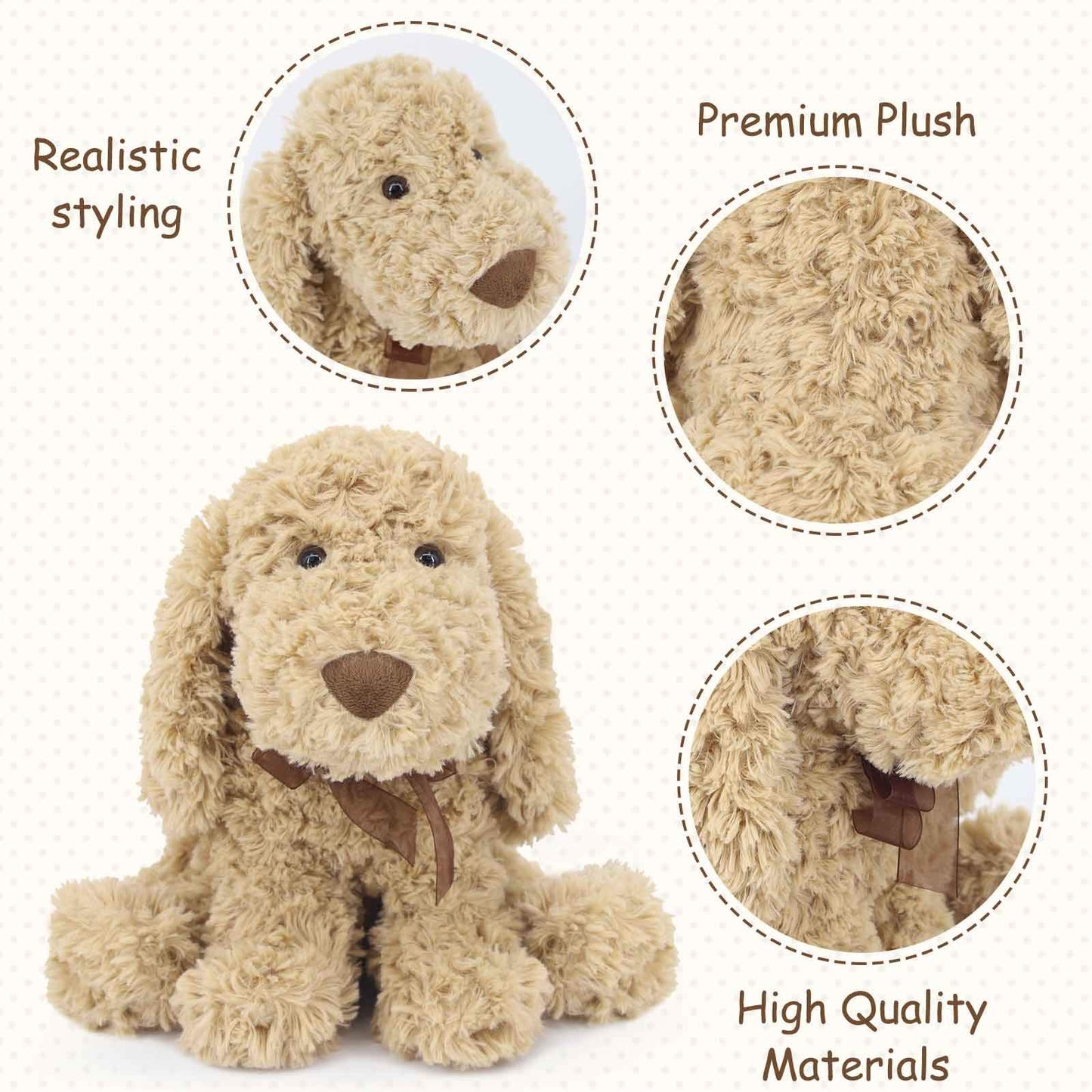 WEIGEDU Poodle Puppy Goldendoodle Stuffed Animal, Golden, 11.8 inch