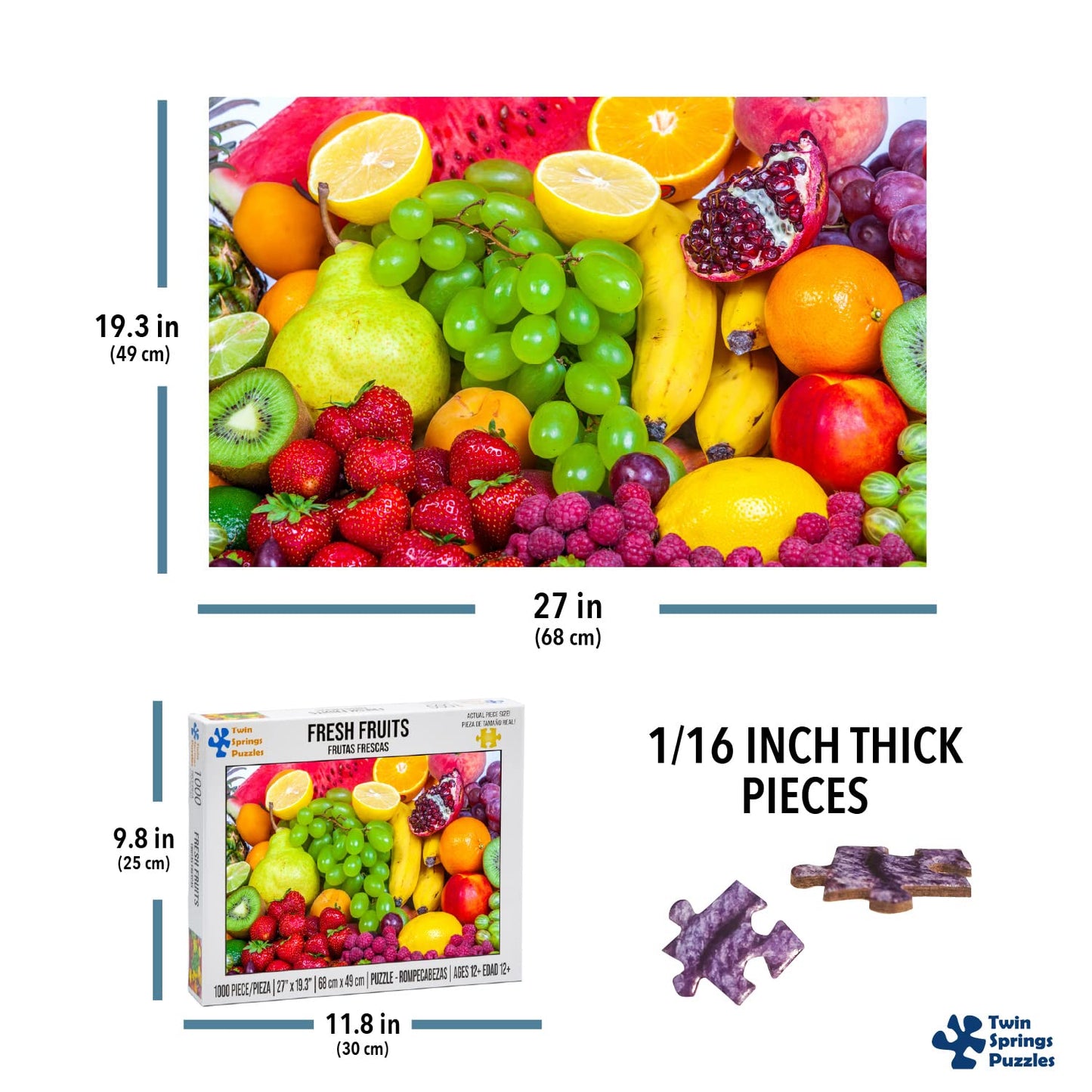 Twin Spring Goods 1000 Piece Jigsaw Puzzle, Fresh Fruits, 1,000 pcs