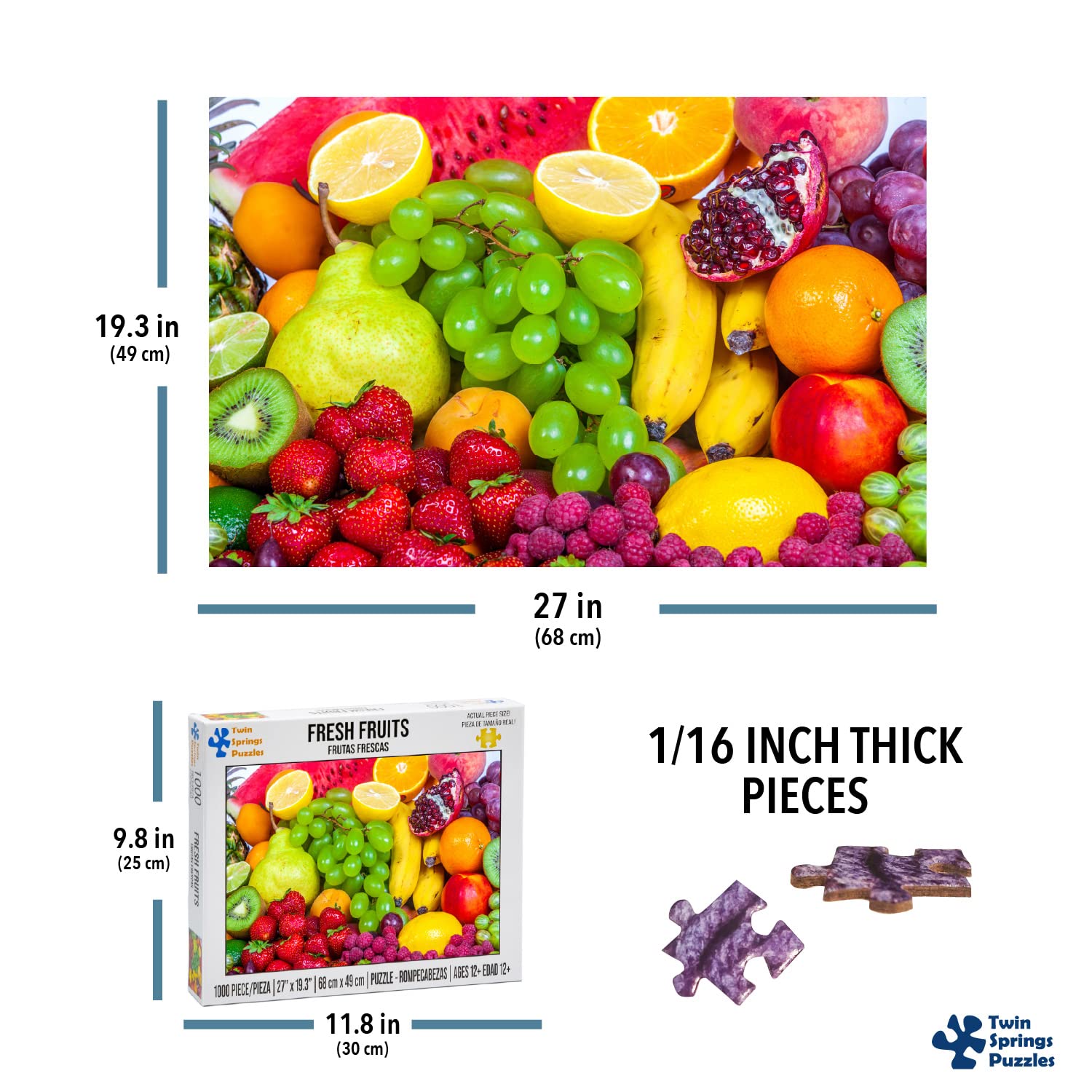 Twin Spring Goods 1000 Piece Jigsaw Puzzle, Fresh Fruits, 1,000 pcs