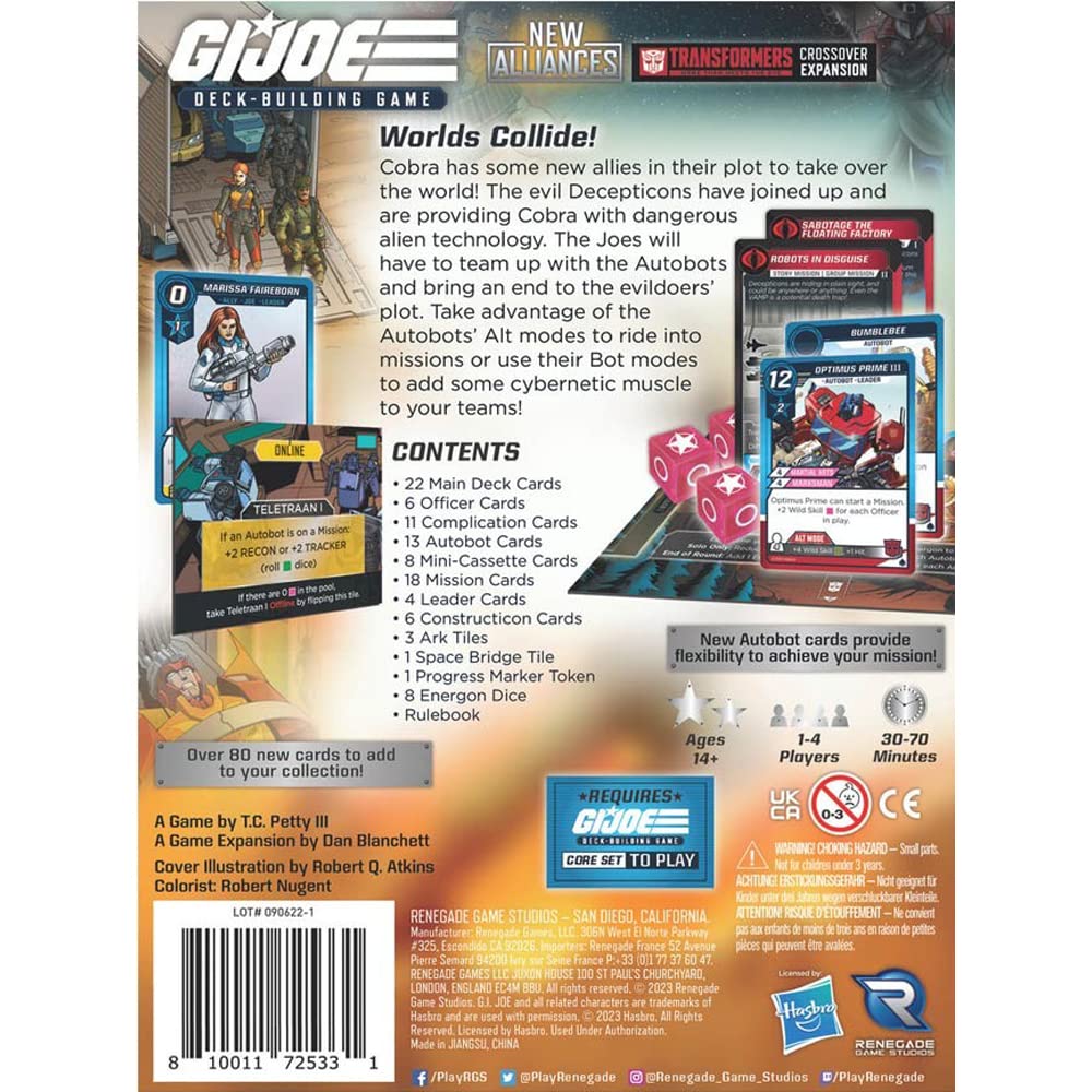 Renegade Game Studios G.I. Joe Deck-Building Game: New Alliances Transformers Crossover Expansion, 1-4 Players, Ages 14+