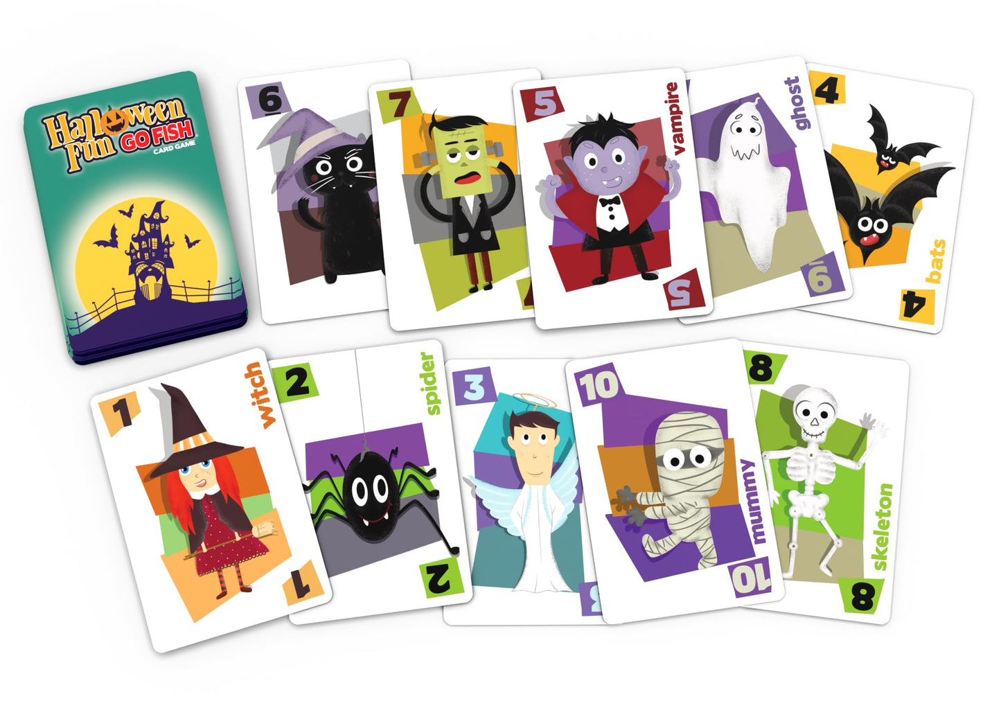 Arizona GameCo Halloween Fun Go Fish, a Family Game for Kids Ages 4 and Up - Play Go Fish, Old Maid and Slap Jack Using the Same Deck