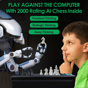 Talking Chess Academy Electronic Chess Board, Smart Chess Board with Voice Teaching System, Computer Chess Game with Strong Magnetic Pieces, 1-2