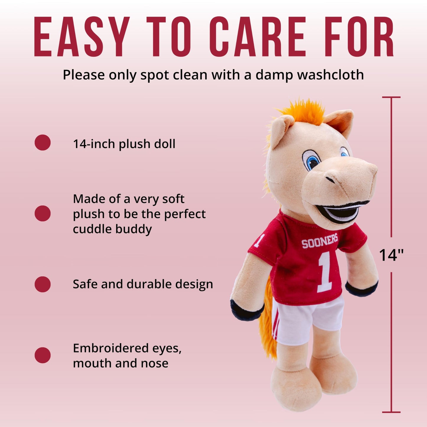 Plushible 14" University of Oklahoma Boomer Mascot Plush Figure Toy - College Football Plush Doll, Soft Stuffed Toy for Kids & Adults, Surface