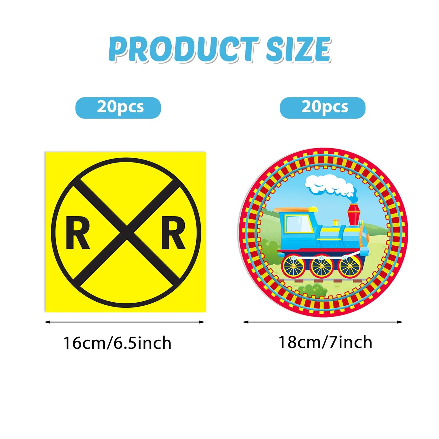 40 PCS Happy Train Party Supplies Train Theme Birthday Decorations Tableware Set Including Plates Napkins for Boys Girl Birthday Baby Shower
