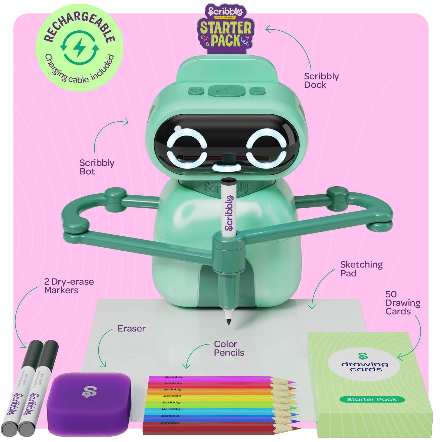 Dan&Darci Scribbly Drawing Kit for Kids - 4 5 6 7 8 9 Year Old Girl Birthday Gifts - Toys for Girls Age 6-8 - Gift Ideas - 7 Year Old Girl Gift - Toys