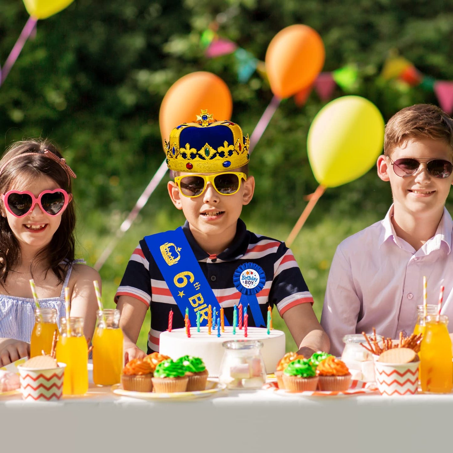 HnoonZ 6th Birthday Gifts for Boys - King's Crown, Sash & Decorations