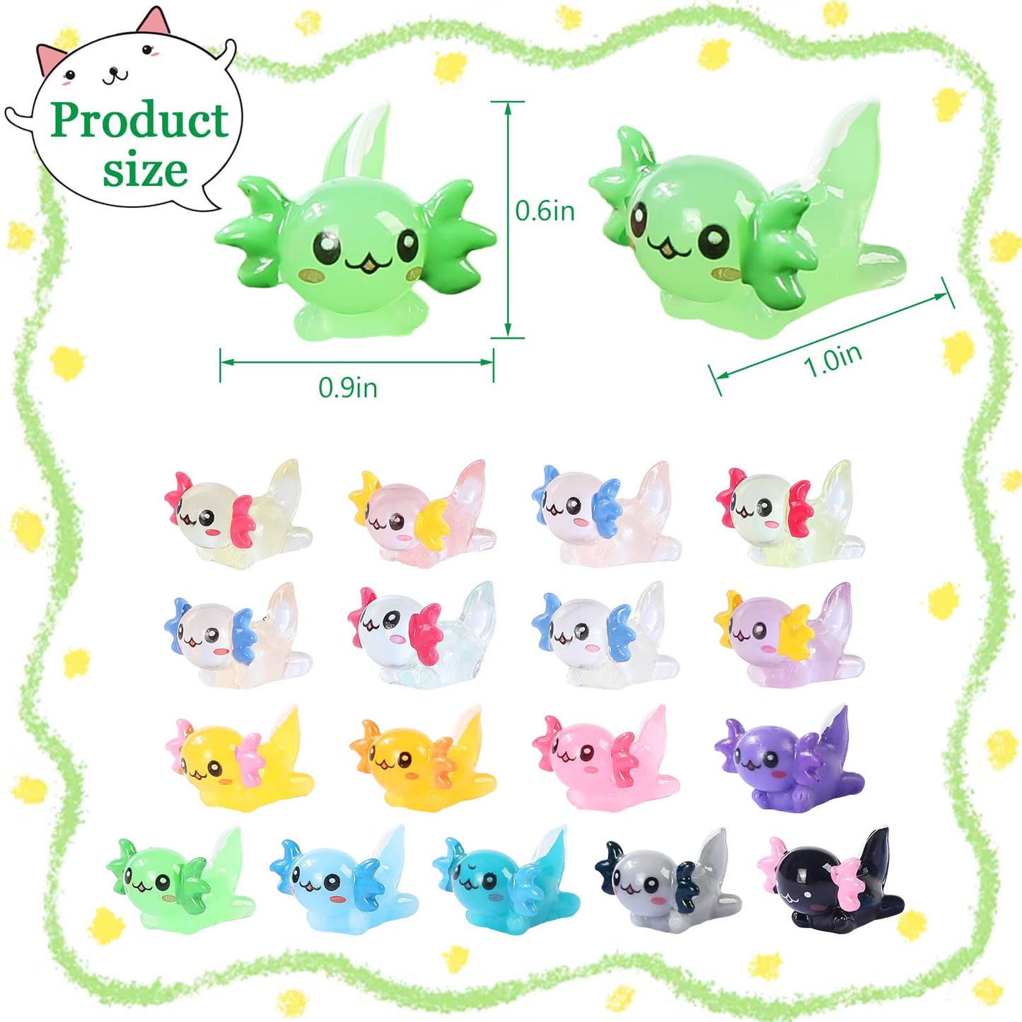 CozyWhimsy Luminous Mini Resin Axolotl 17 Glow Tiny Little Resin Axolotl hides Plastic Animals Digital Garden Miniature Landscape Aquarium Potting DIY