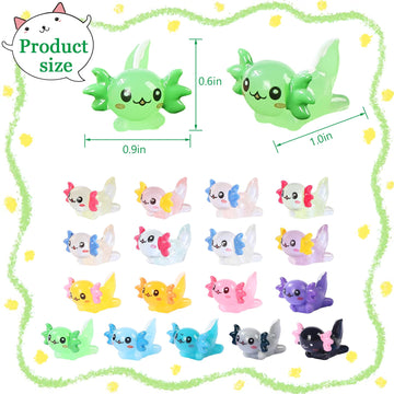 CozyWhimsy Luminous Mini Resin Axolotl 17 Glow Tiny Little Resin Axolotl hides Plastic Animals Digital Garden Miniature Landscape Aquarium Potting DIY