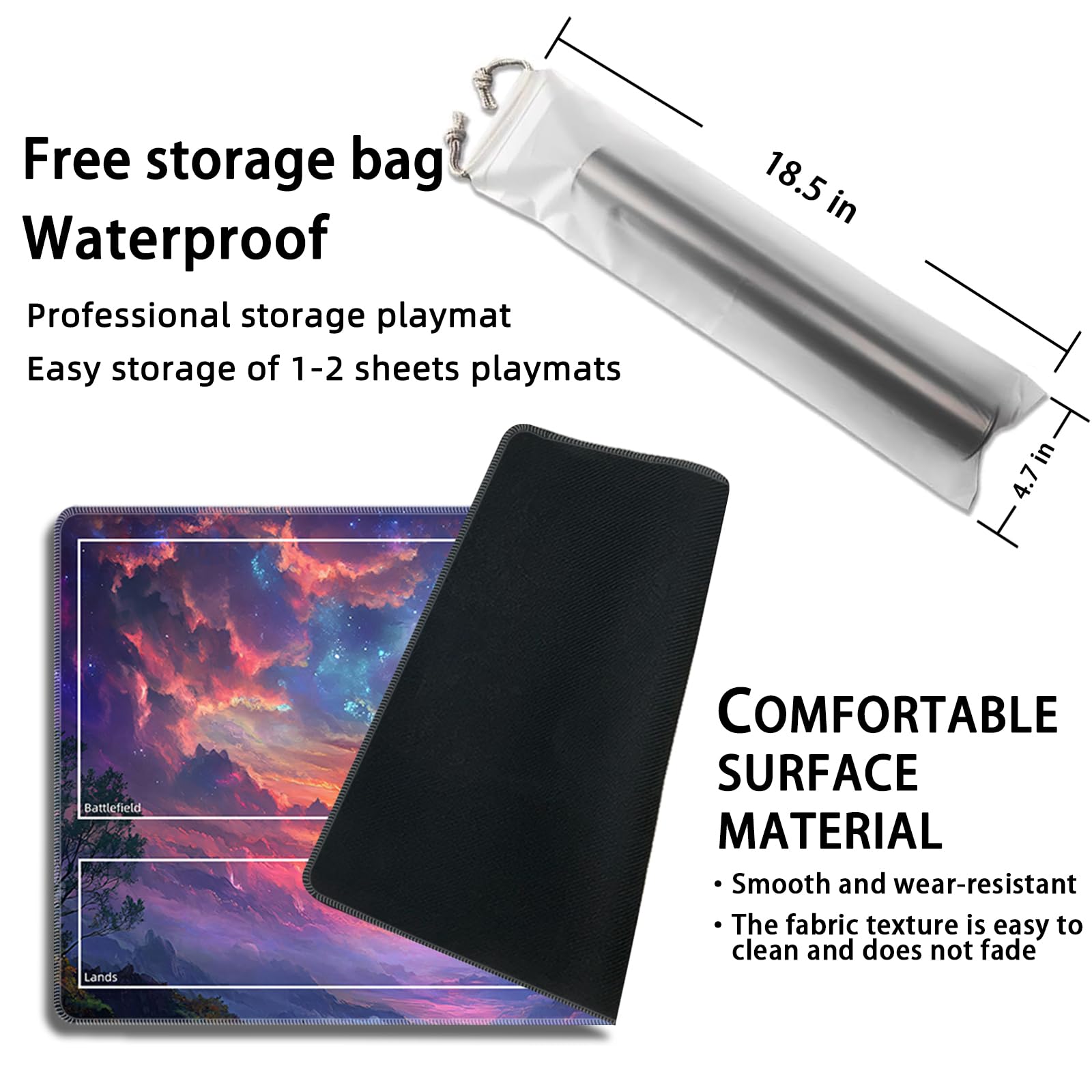 MTG Playmat with Zones Magic Card Playmat Game Mat,TCG & CCG Card Games Mat with Free Storage Bags Size 24 x 14 Inches (with Zones,Cloud3)
