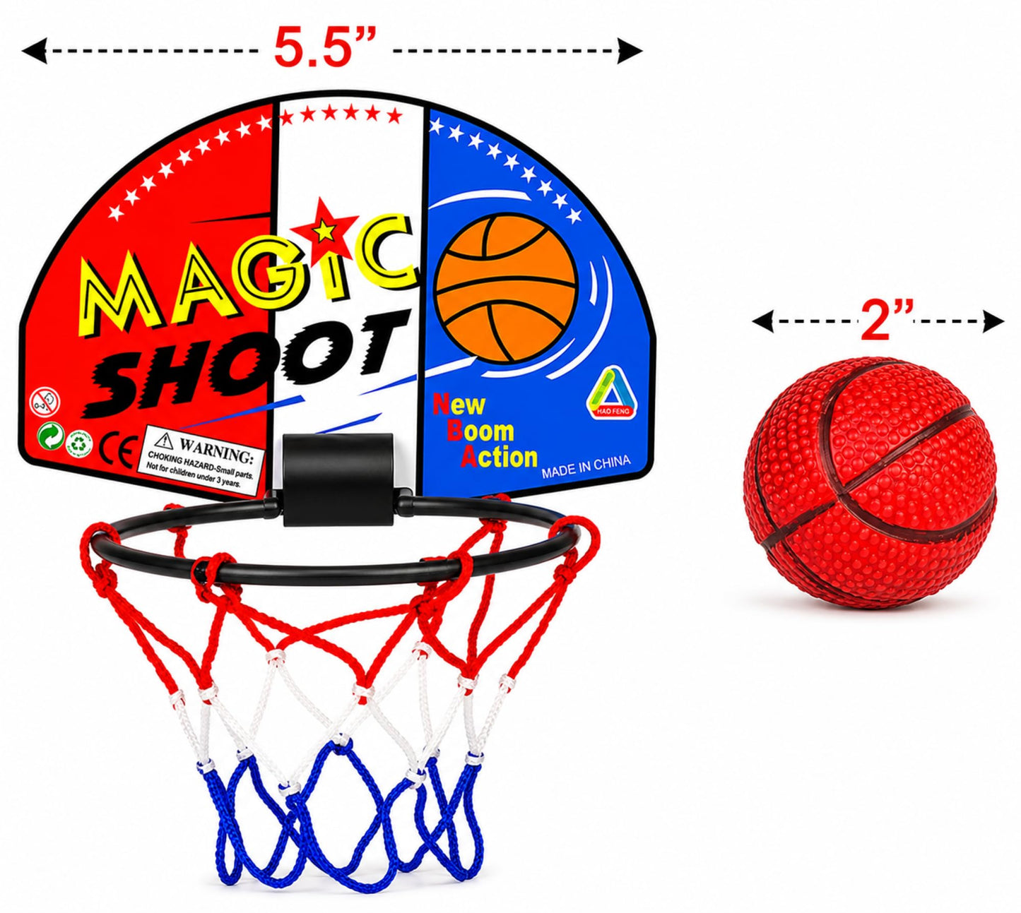 ArtCreativity Mini Basketball Game (12 Sets) Each Set Includes 1 Mini Ball, 1 Back Board Net, & Mounting Tape, Indoor Basketball Hoop for Kids