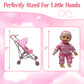 Baby Doll with Stroller Set - 12" Baby Doll with Pacifier Gift Set - Pink Fabric Baby Stroller Toy for Kids - Foldable Play Stroller for Dolls