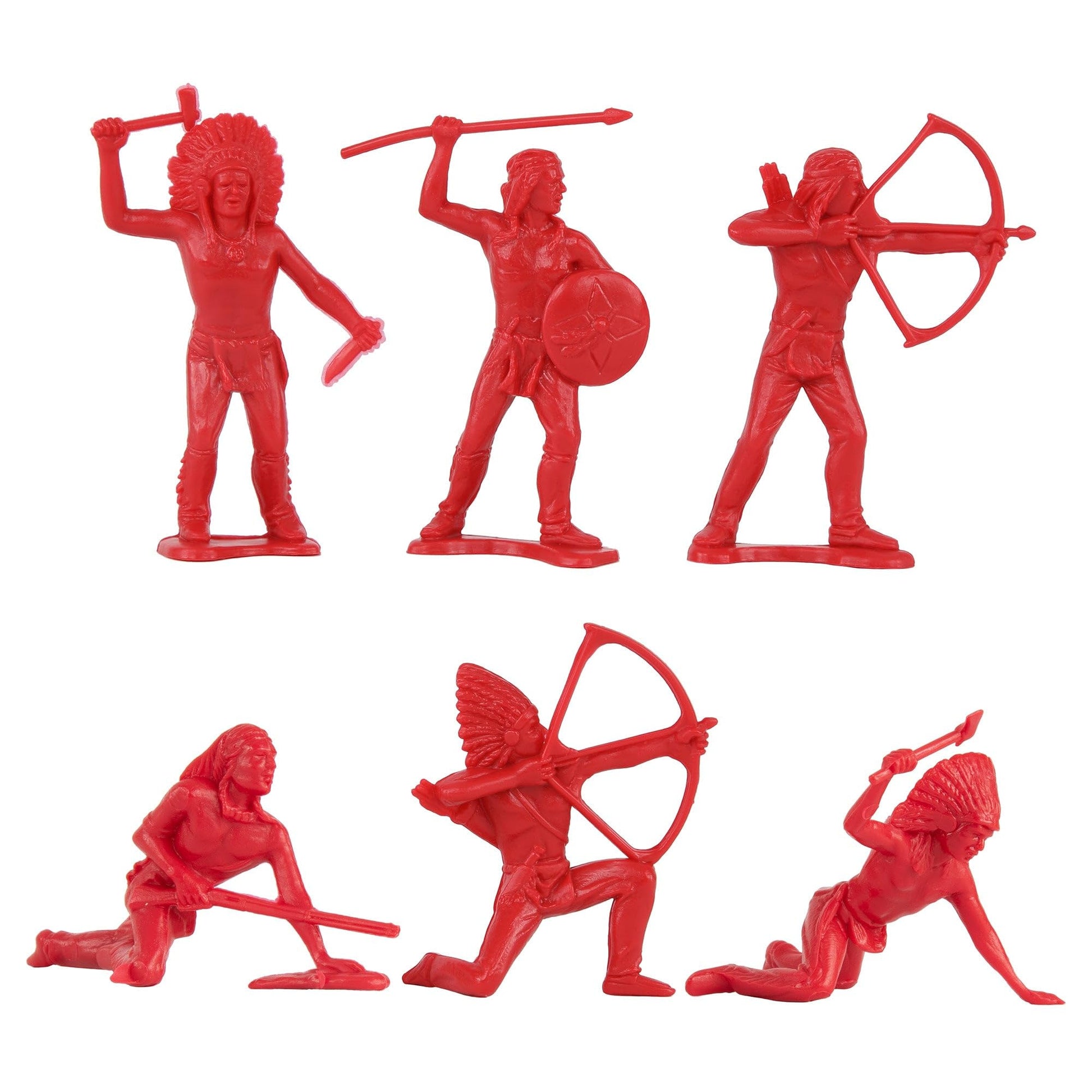 TimMee Cowboys & Indians Plastic Figures - 40pc Red & Yellow Playset - US Made