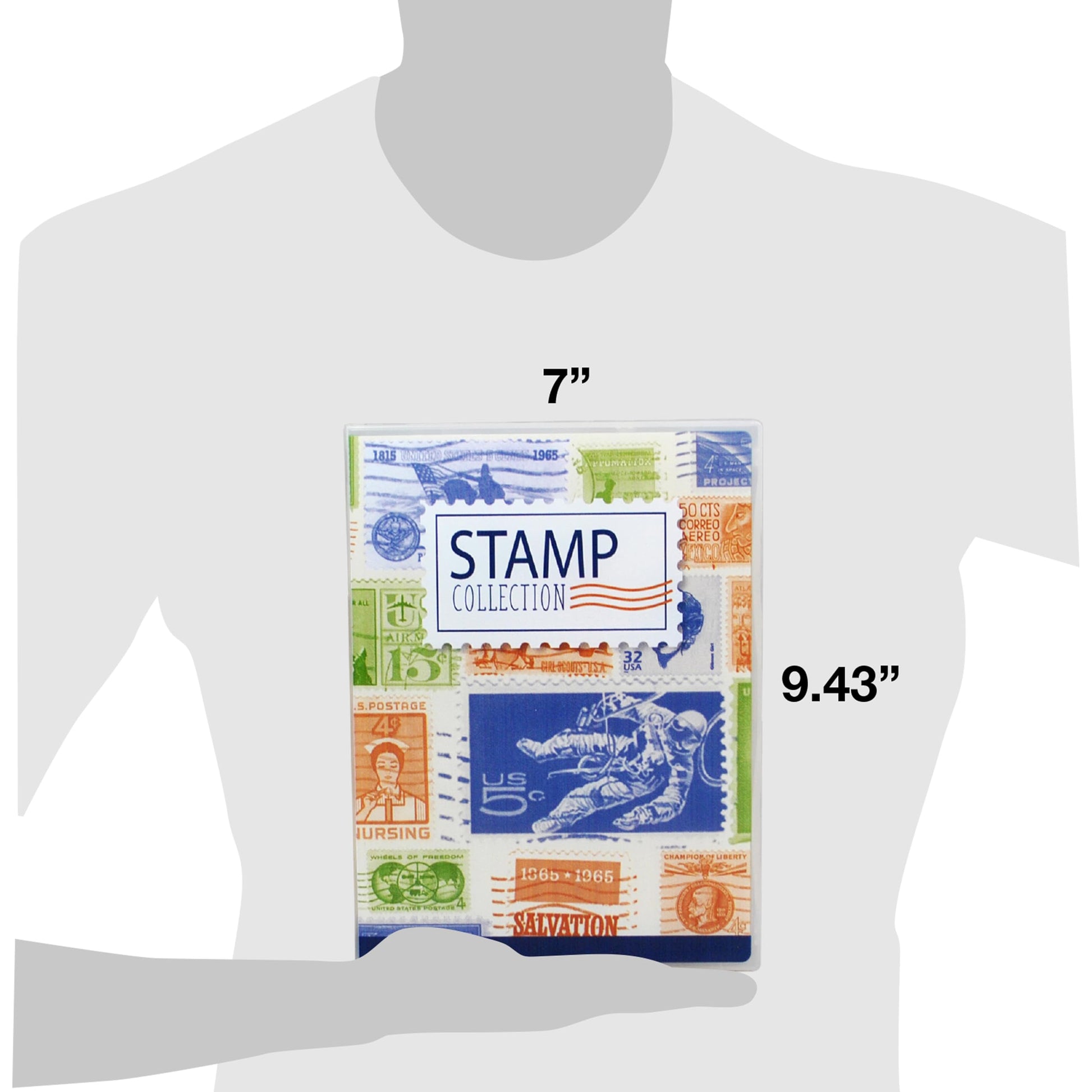 Stamp Collection Album Binder with 10 Archival Safe Pages - Compact 3-Ring Postage Stamp Storage Case with Snap Lock, Holds 150-300 Stamps - Includes