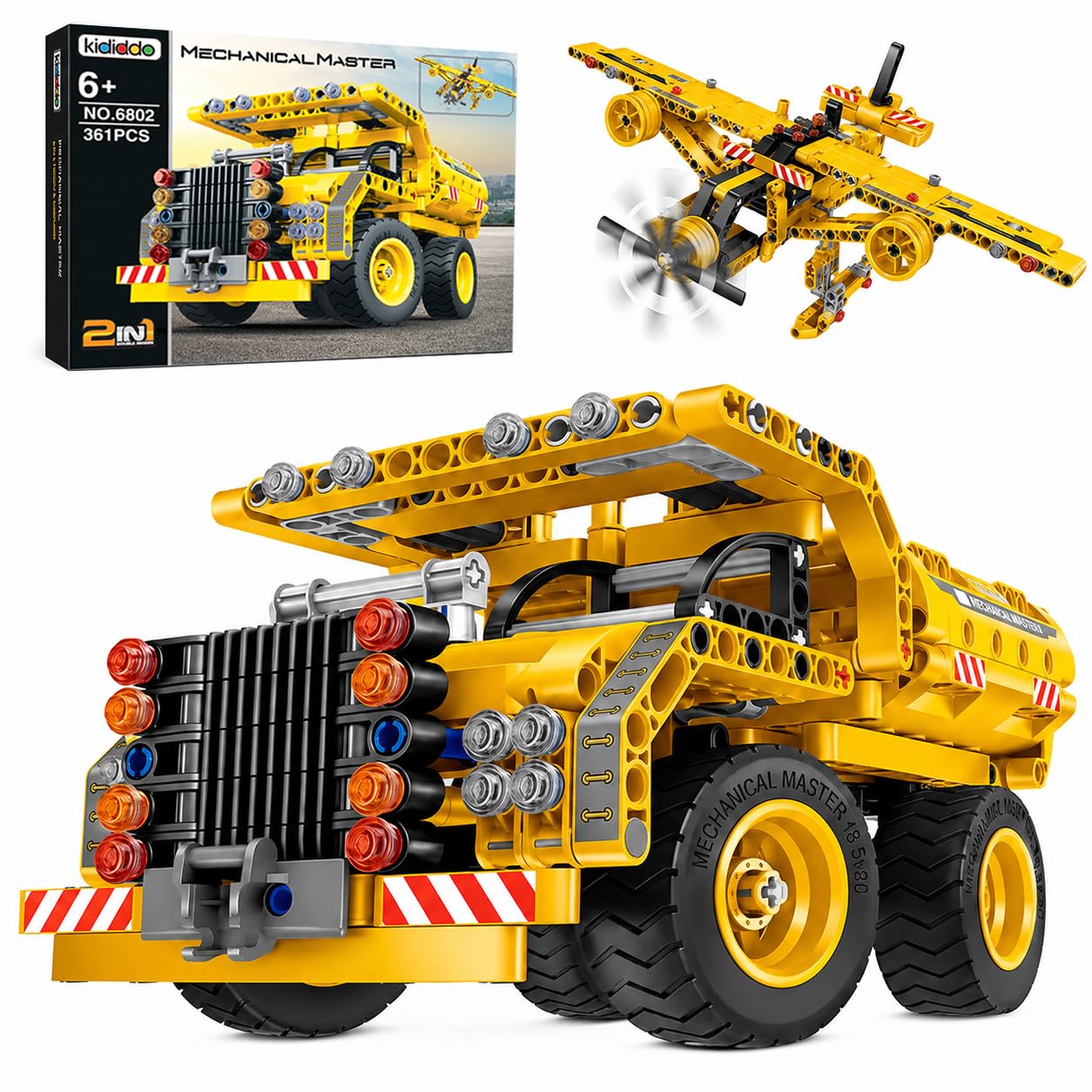 Kididdo STEM Building Toy for Boys 8-12 Build a Dump Truck or Airplane 2 in 1 Construction Engineering Kit (361 Pcs) Educational STEM Toy Set for Kids