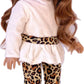 18 inch Dol Clothes - Fashion Safari - 3 Piece 18 inch Doll Outfit - Ivory Velvet Tunic, Cheetah Leggings and Fringed Boots - (Doll Not Included)