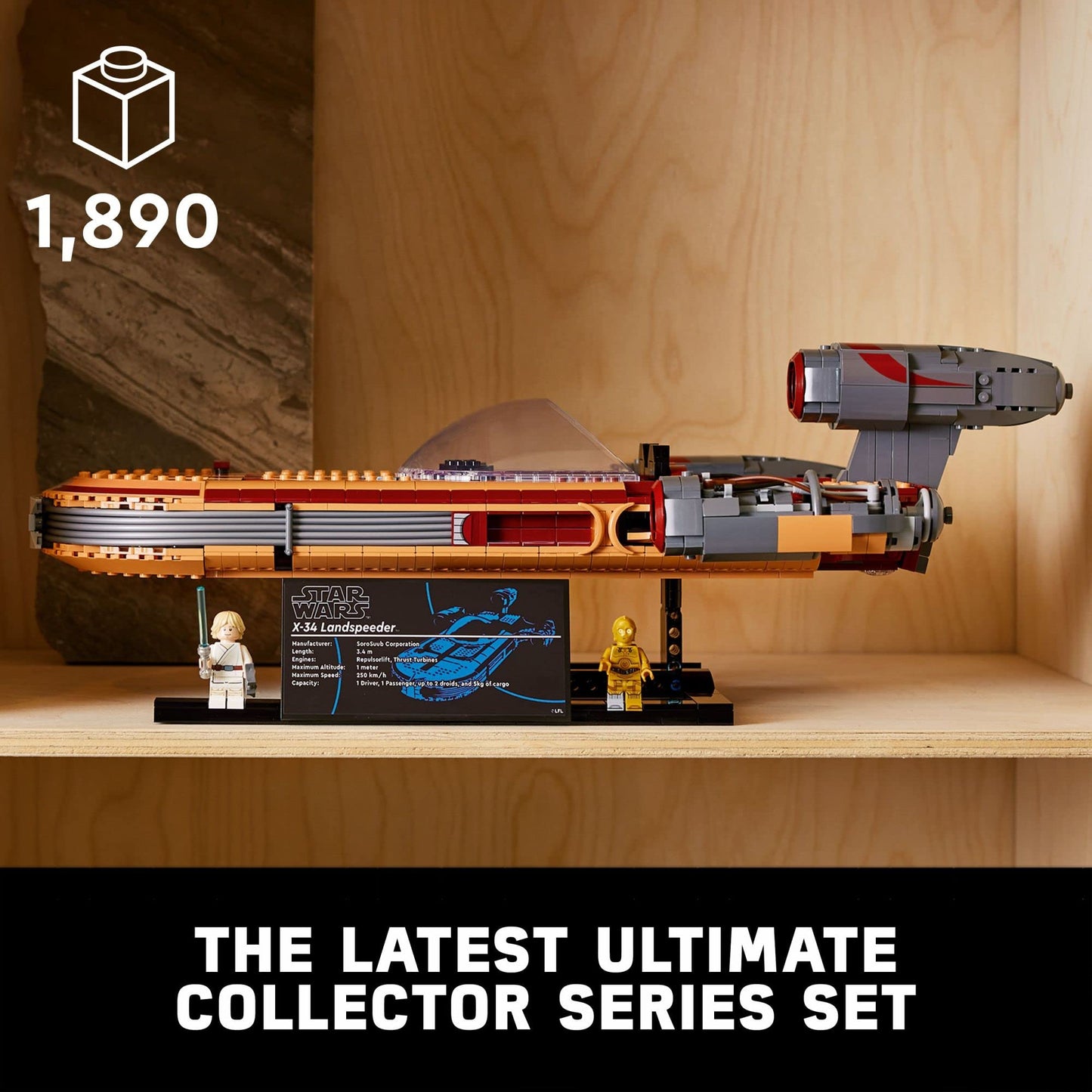 LEGO Star Wars Luke Skywalker's Landspeeder 75341, Ultimate Collector Series Star Wars Building Kit for Adults, Includes Luke Skywalker Lightsaber and