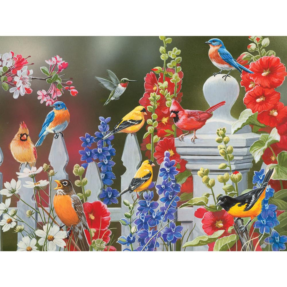 Bits and Pieces - 300 Piece Jigsaw Puzzle for Adults - 18" x 24" - Spring Birds - 300 pc Large Piece Colorful Birds Flowers Jigsaw by William