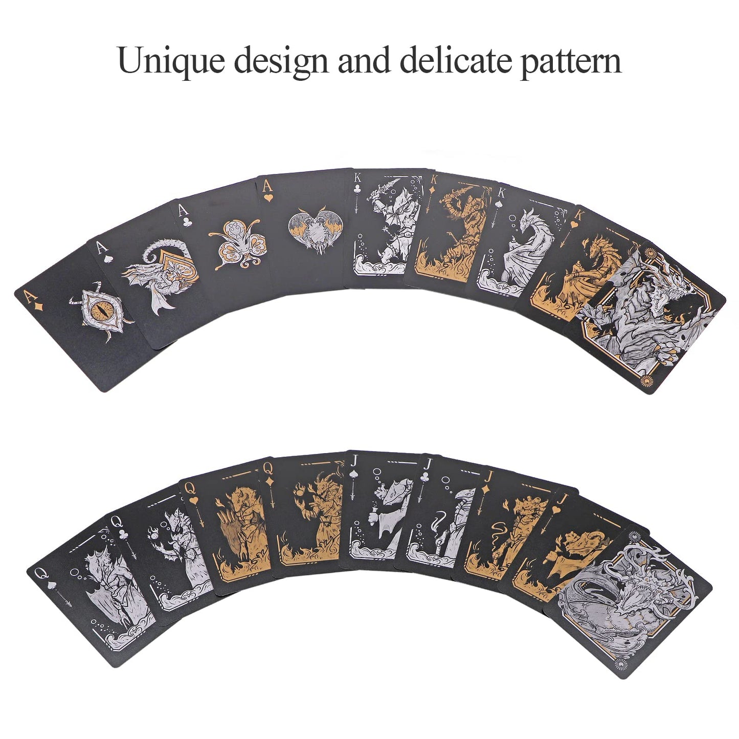 WJPC Easy Shuffling Plastic Waterproof Playing Cards,Cool Black Dragon Poker Cards for Game and Party, Deck of Cards?Dragon
