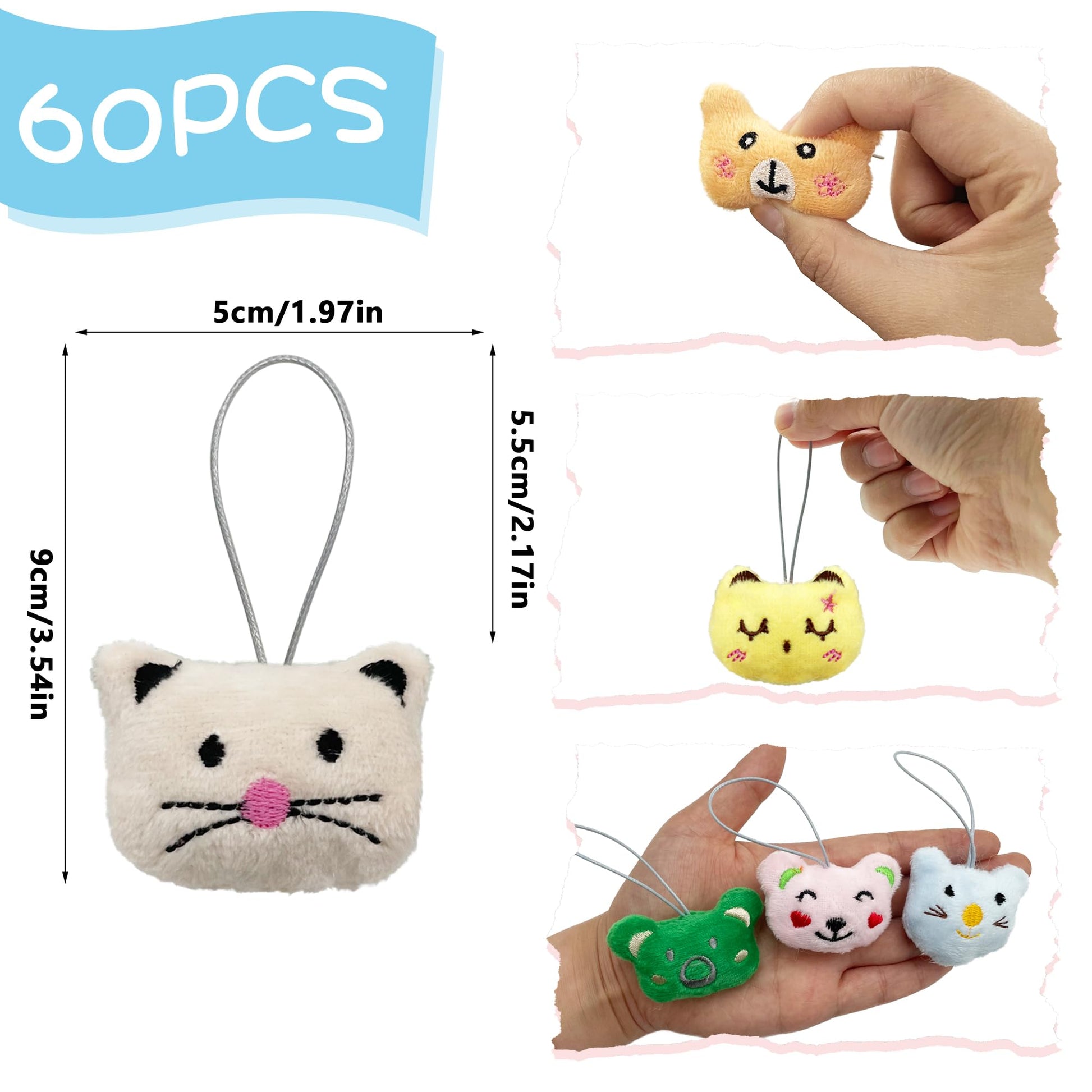 XIPEGPA 60 PCS Mini Animal Plush Toys Set Cute Small Animal Stuffed Toy Keychain for Party Favors Keychain Ornament for Goody Bag Easter Egg Stuffers