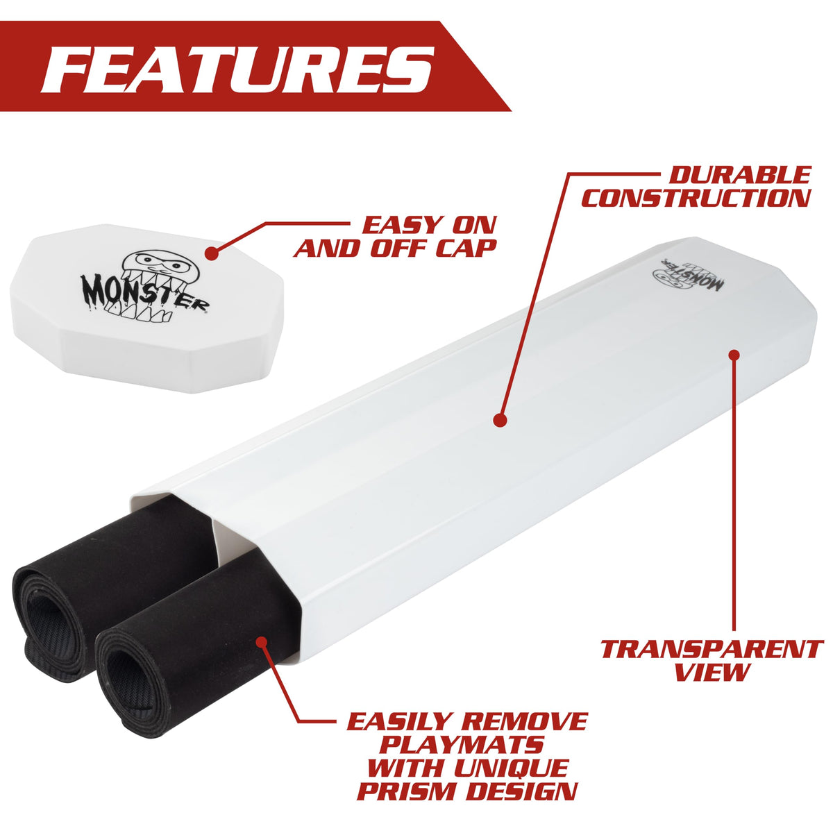 Dual Playmat Tube - Monster Protectors Prism-Shaped Play Case Holds Two Playmats at Once - Won't Roll Off Surface and Easy in and Out Design- Add Your