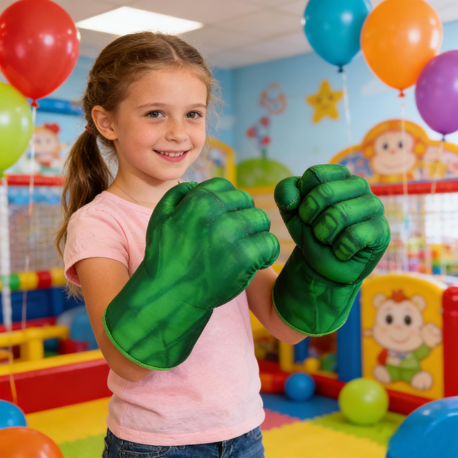 NuGeriAZ Superhero Gloves for Kids Superhero Hands Toy Soft Plush Hero Fists Cosplay for Boy Christmas Halloween Birthday Gift(Green C)