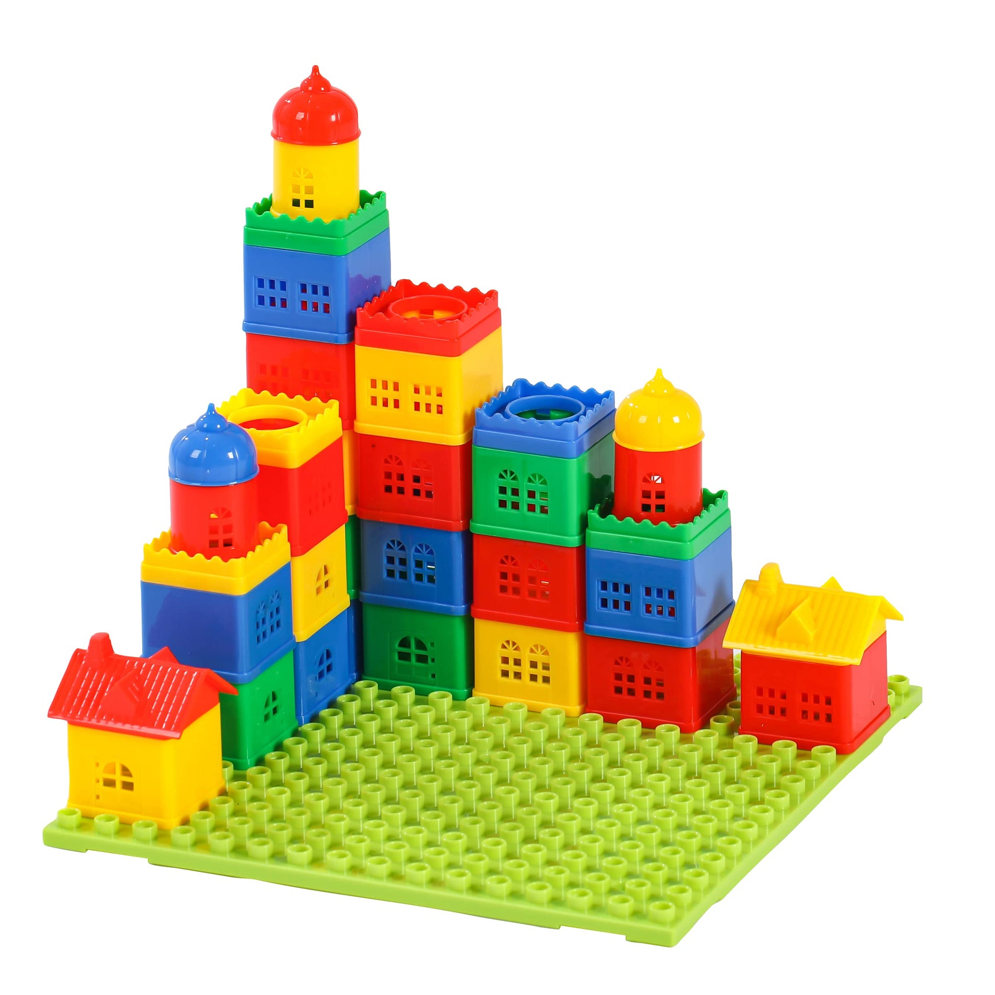 KUTOI Toddler Building Blocks for Kids Ages 4-8, Toddler Blocks Stacking Toys, Fun House Big Blocks Building Sets with 10” x 10” Baseplate