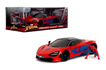 Jada Marvel Spider-Man 1:24 McLaren 720S Die-Cast Car & 2.75" Miles Morales Figure, Toys for Kids and Adults