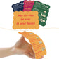 Xovnfp Mahjong Tile Shufflers 4 Pack, Colorful Mahjong Accessories with Fun Sayings, 1mm Thick PVC Mixers with Scalloped Edges, for Mah Jong Players
