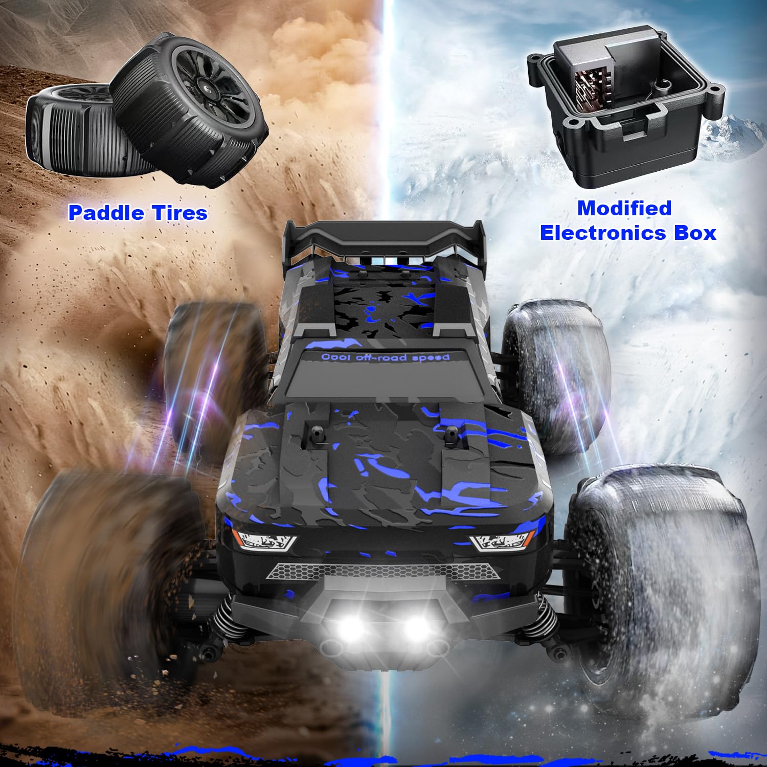1:14 Scale RC Cars for Adults, 60KPH High Speed RC Truggy, 4X4 Off-Road Remote Control Truck, Waterproof Electric Car with 2S Battery, All Terrain RC