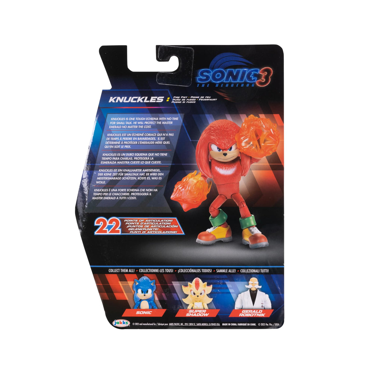 Sonic 3 The Hedgehog The Movie - 5" Knuckles Action Figure - Articulated Figure - Jakks Pacific