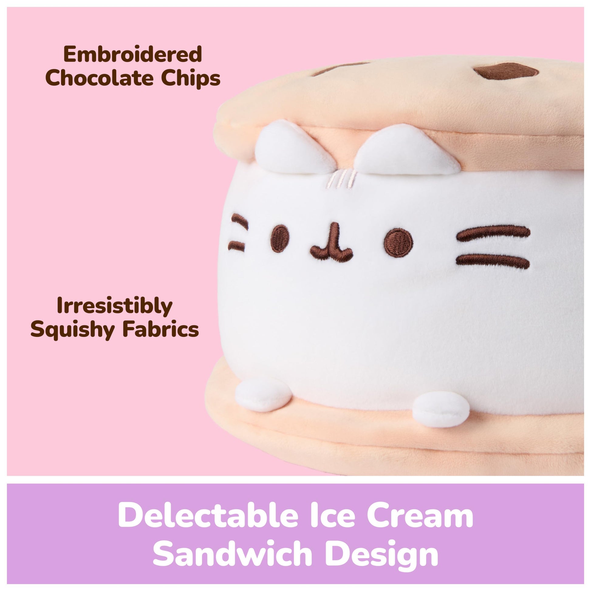 GUND Pusheen Cookie Ice Cream Sandwich Squisheen 11" Squishy Plush; Ages 8+