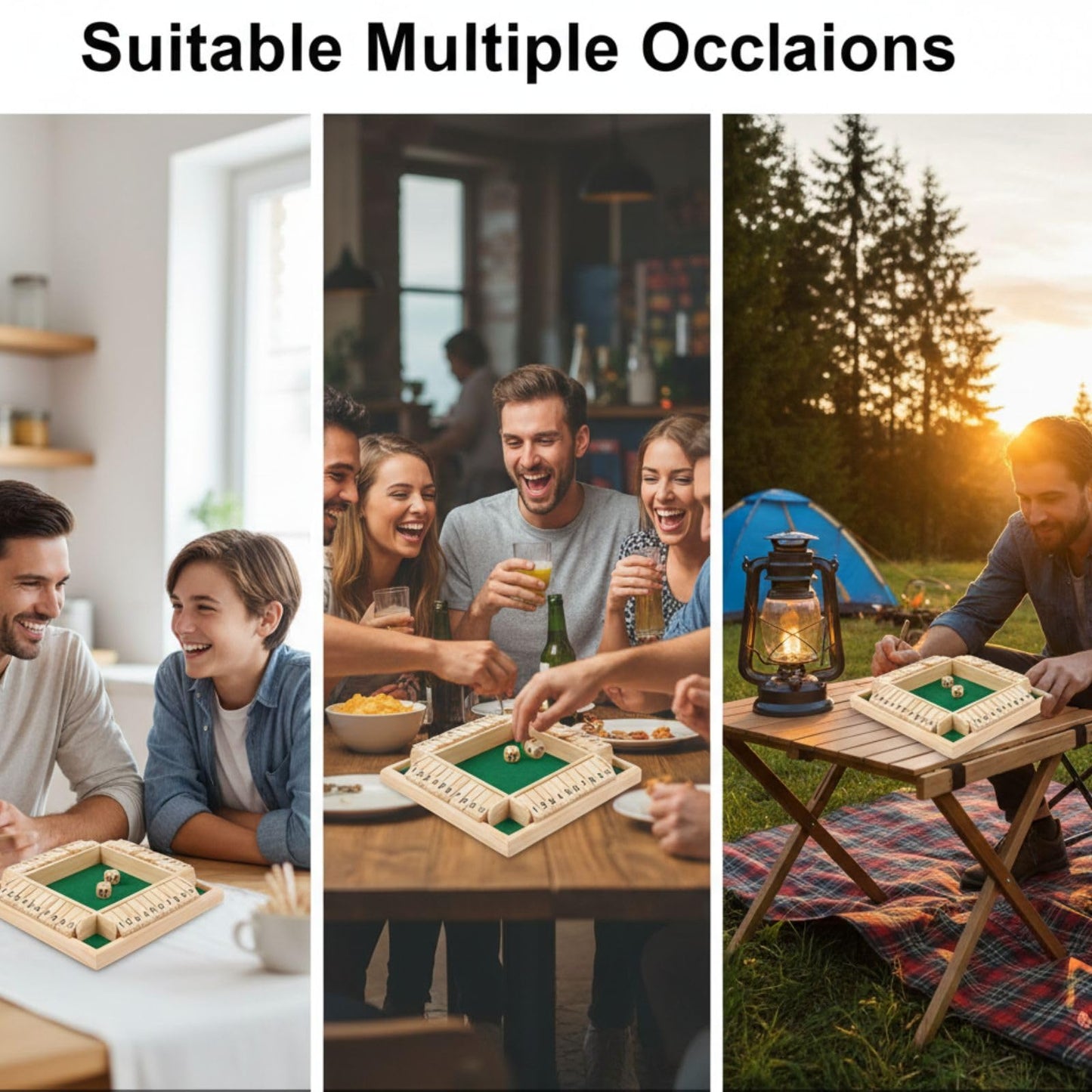 Shut The Box Dice Game, 2-4 Player Wooden Board Table Toy, Math Games for Adults and Teenager, Interactive Desktop Game Birthday Party Gifts