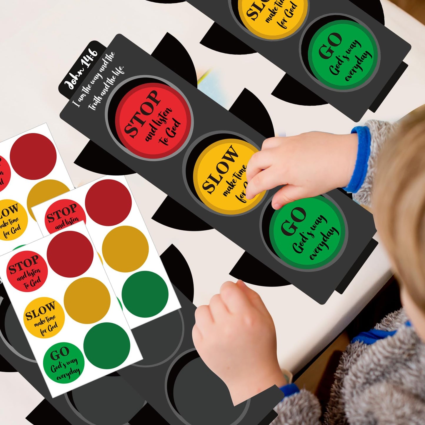 BLSUREFYX 24 Sets Traffic Light Craft Kit Christian Sunday School Bible Crafts Traffic Lamp Crafts Traffic Light Decoration for Kids Classroom