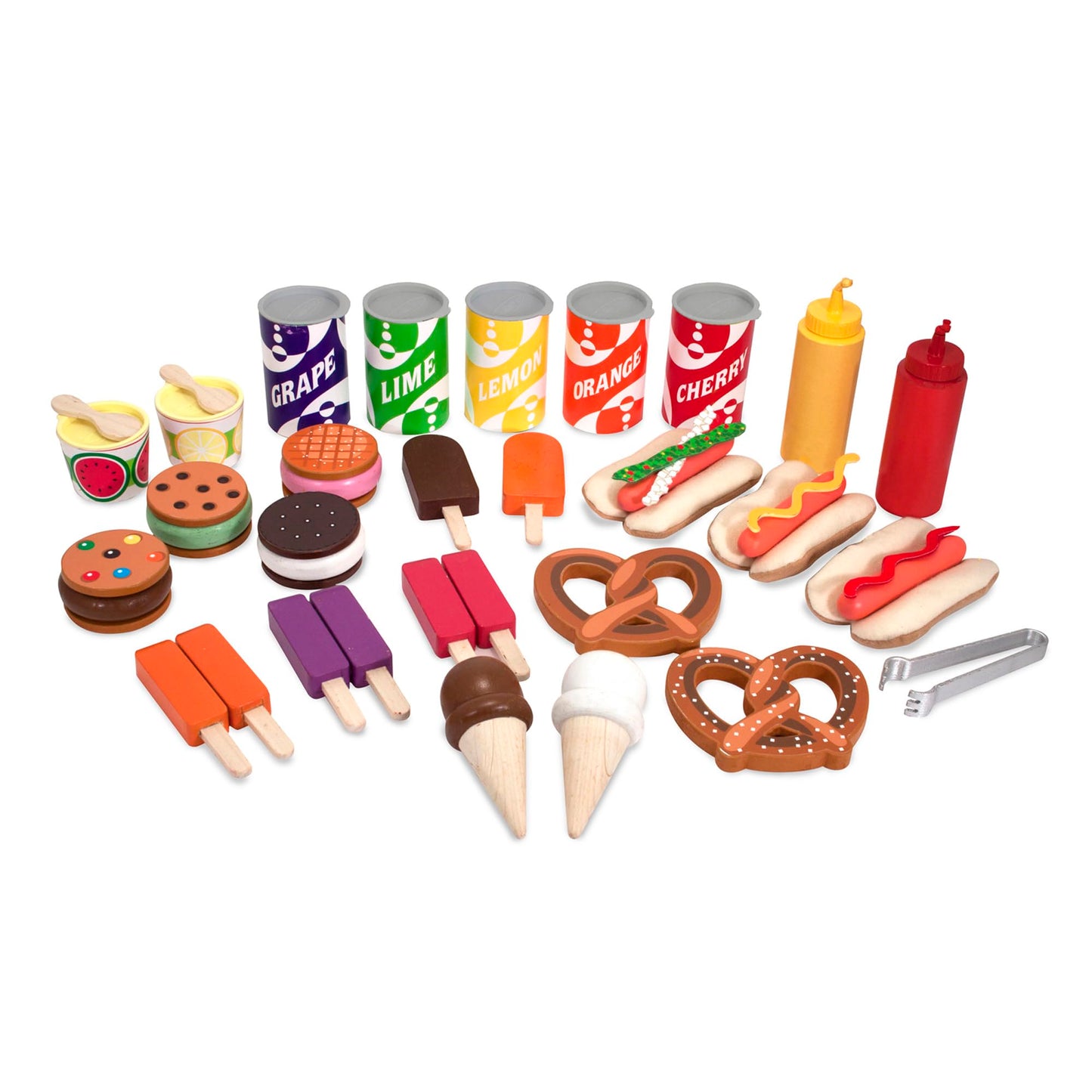 Melissa & Doug Snacks & Sweets Food Cart with Play Food, Wooden Toys & Kids Play Kitchen Accessories, Preschool Learning Toys for Girls & Boys 3+