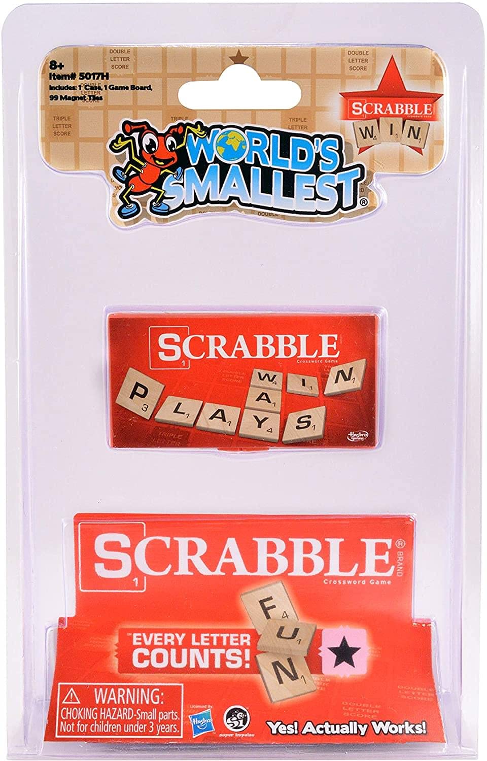 World's Smallest Scrabble, Miniature Magnetic Board, 98 Letters, 5 Blank Tiles & Portable Case, Family Game, Classic Scrabble Game, Perfect