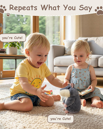 Ayeboovi Talking Hamster Repeats What You Say, Toy for 3 4 5 6 Years Old Boys Girls Birthday Gift, Autism Fun Stuffed Animals Interactive Plush for
