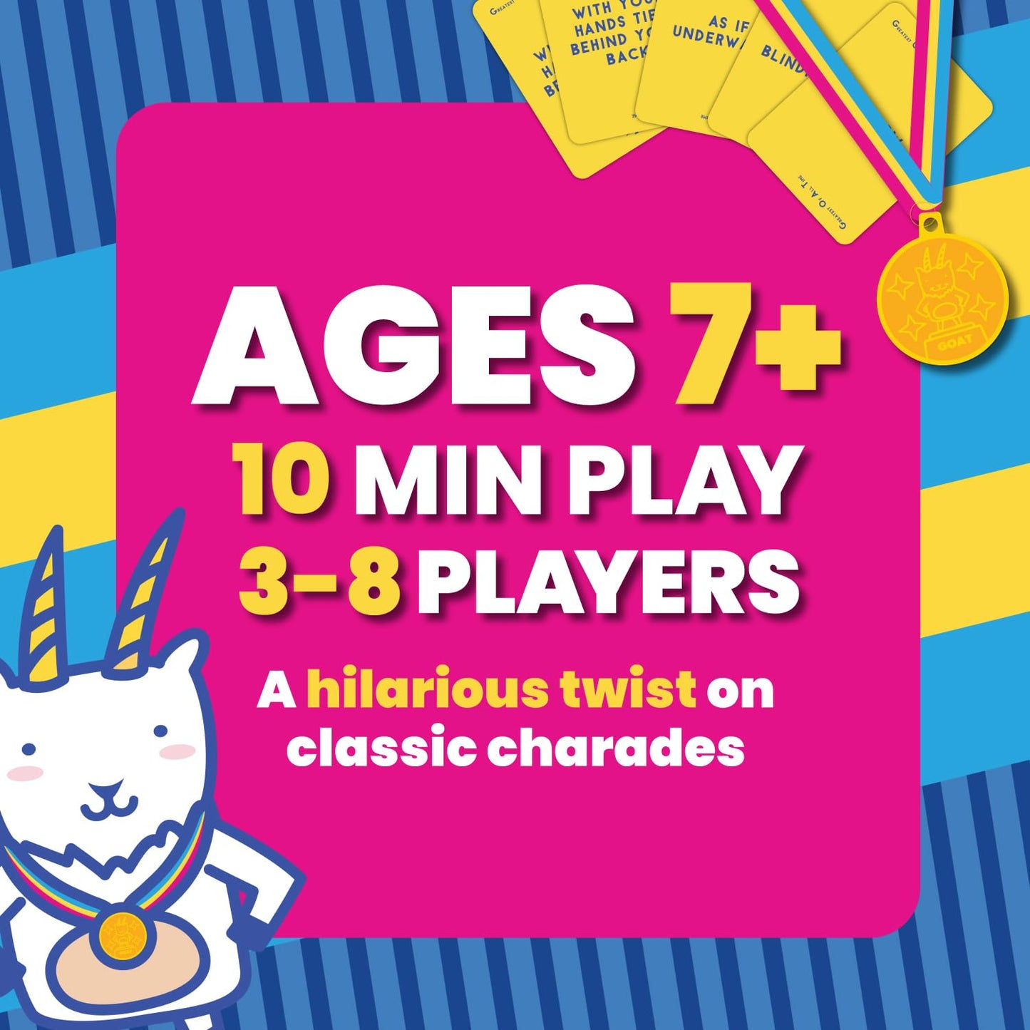 Greatest of All Time Goat Card Game by Dolphin Hat Games | Hilarious Twist on Charades | Funny Improv Family Game for Kids, Teens & Adults | Great