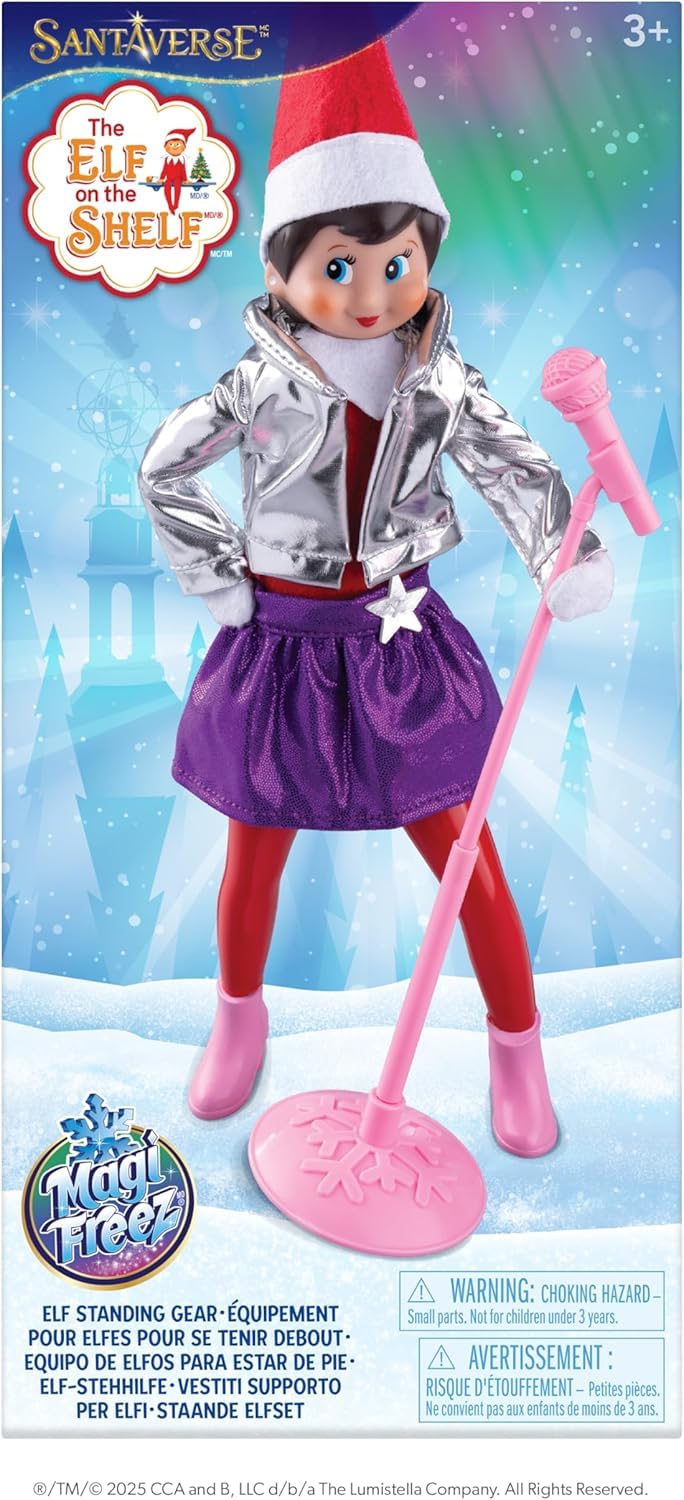 The Elf on the Shelf Blue Eyed Girl Scout Elf with MagiFreez Pop Star with Glam Jacket, Skater Skirt and Accessories