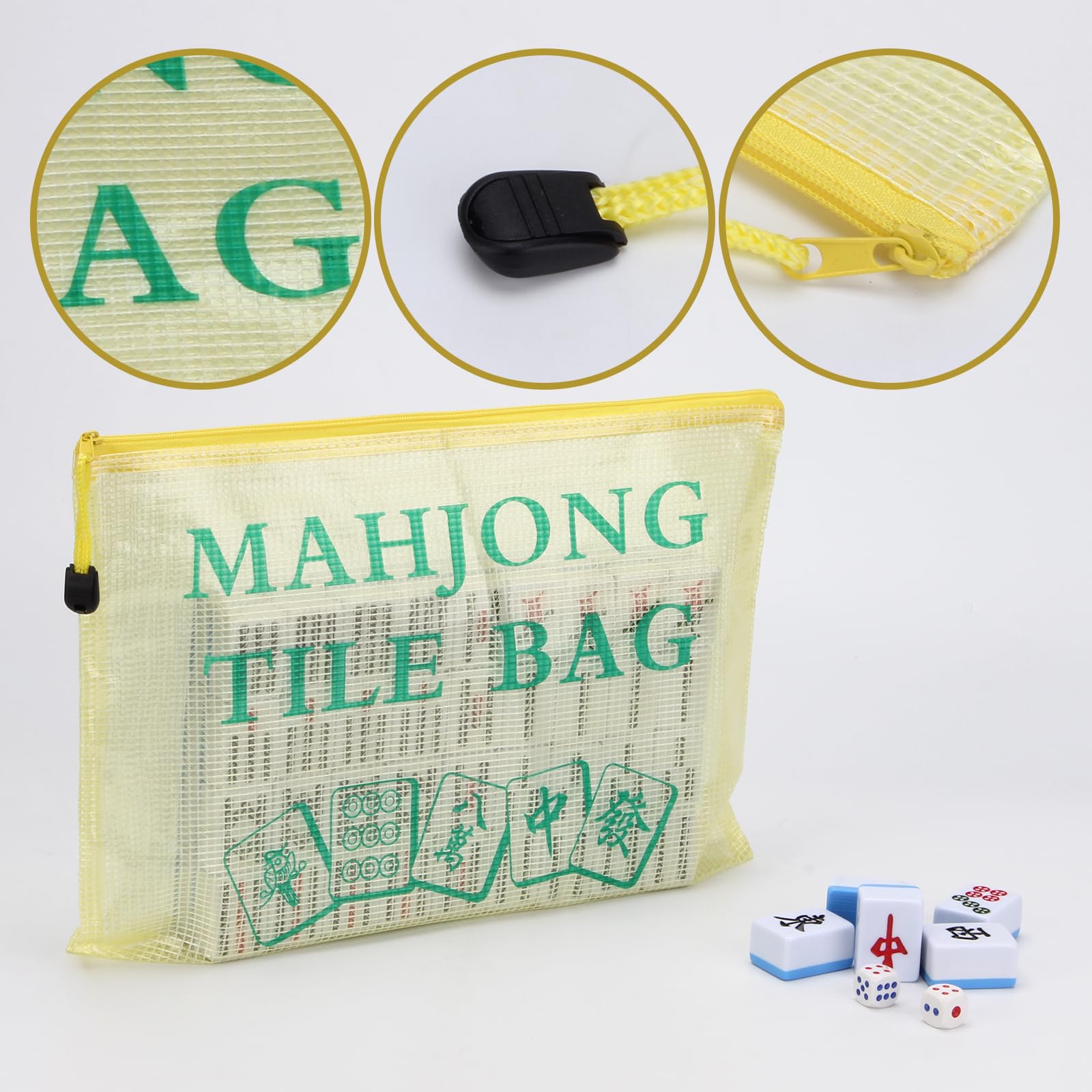 FMTYAOIU 2 PCS Mahjong Tile Bag, American Mahjong Storage, Mahjong Gifts Accessories, Mahjong Case for American Mahjong Set (Case Only) (Yellow)