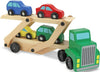 Melissa & Doug Car Carrier Truck and Cars Wooden Toy Set with 1 Truck and 4 Cars 5.75" x 12" x 3"