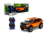 Jada Just Trucks 1:24 2021 Ford Bronco Die-Cast Car & Tire Rack, Toys for Kids and Adults(Orange)