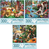 Bits and Pieces - Value Set of Three Large 300 Piece Jigsaw Puzzles for Adults - Puppy Collection Jigsaw Puzzles by Artist Larry Jones, Completed