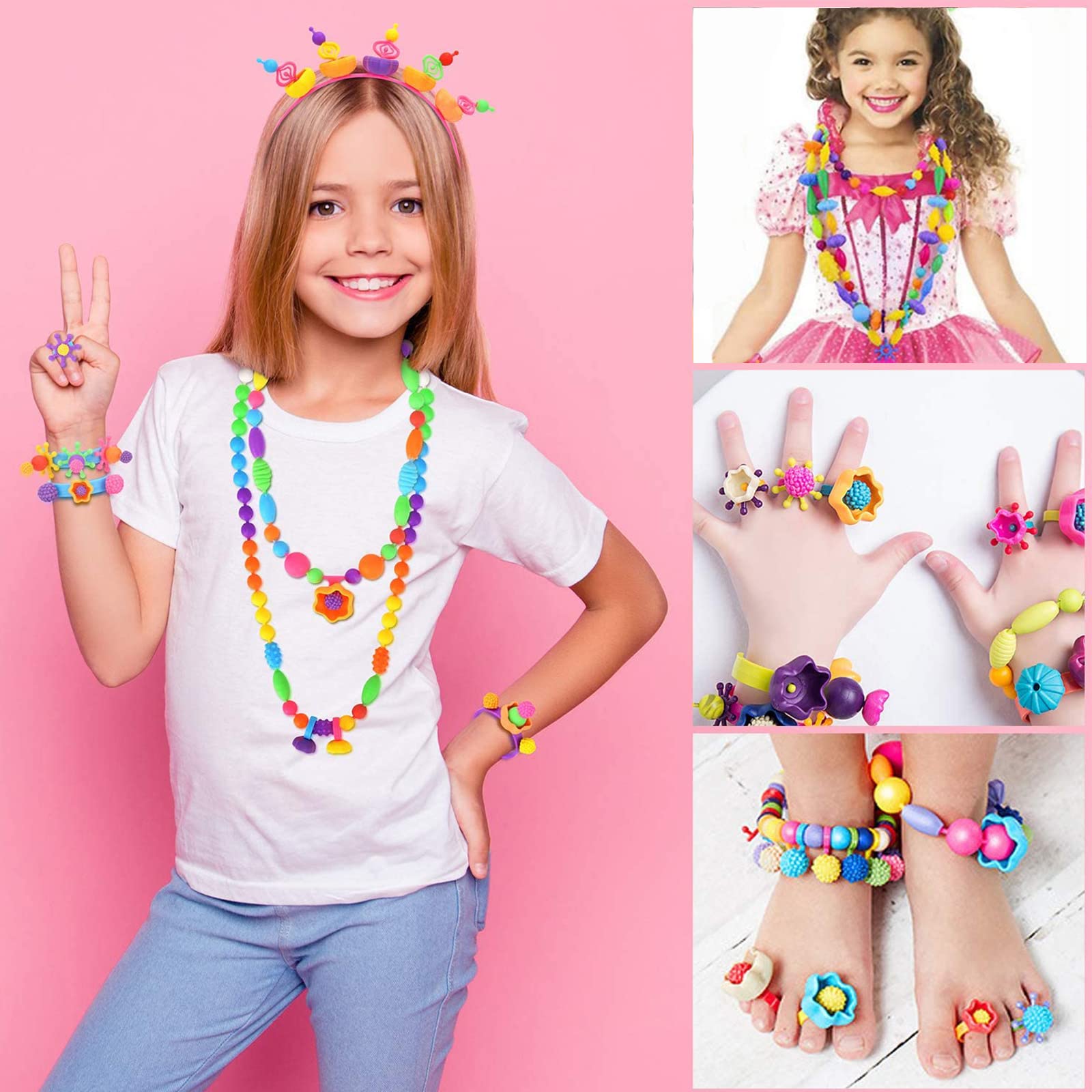 NIDOOT 550Pc+ Pop Beads Jewelry Making kit for Girls 4-6, Arts and Crafts for Kids Ages 4-8, Toys for 4 5 6 Years Old Girl Birthday Gifts Ideas