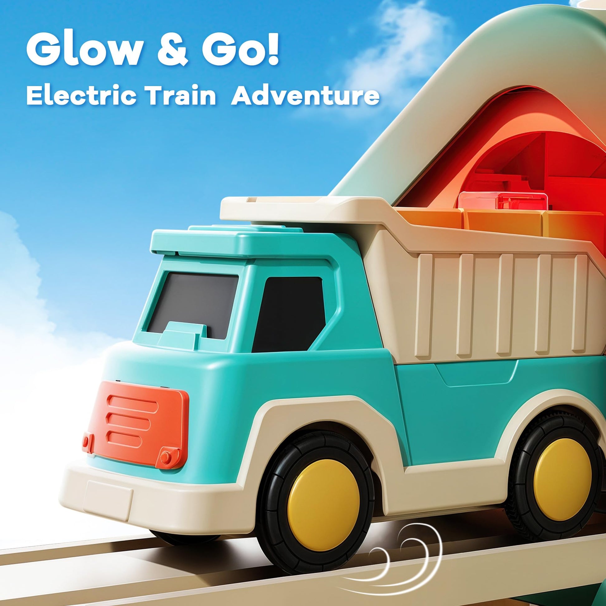 iPlay, iLearn 62PCS Kids Construction Track Toy Train Set, Kids Gift 3-7