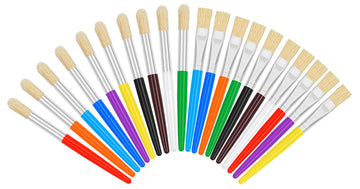 20 Pcs Kids Paint Brushes - Round & Flat, Easy Hold & Clean, Bristle Craft for Acrylic, Oil & Watercolor Paint